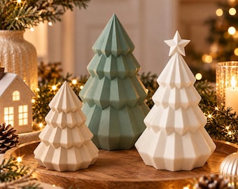 Árboles de Navidad minimalistas – Set de decoración escandinava | Impresión 3D | Decoraciones navideñas modernas | Idea de regalo de Navidad