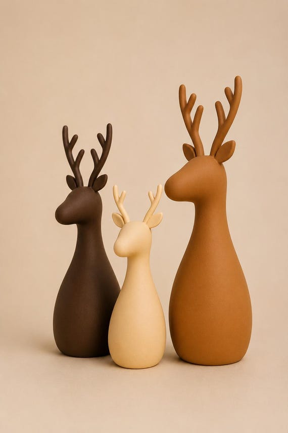 3D Druck Rentier Deko | Skandinavische Weihnachtsdeko | Modernes 3er Set | Minimalistische Winterdeko | Scandi Dekoration |