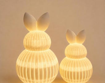 Conejo con LED: figura decorativa impresa en 3D con luz cálida. Decoración de Pascua y primavera, idea de regalo.