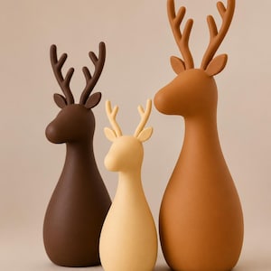 Adornos de renos impresos en 3D | Adornos navideños escandinavos | Juego moderno de 3 | Adornos de invierno minimalistas | Decoración escandinava | imagen 2