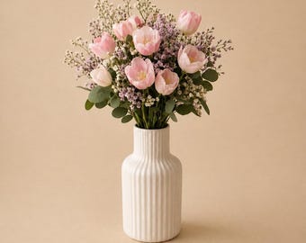 Jarrón 3D mate con ranuras | Jarrón decorativo moderno | Jarrón minimalista para flores secas | Decoración para sala de estar