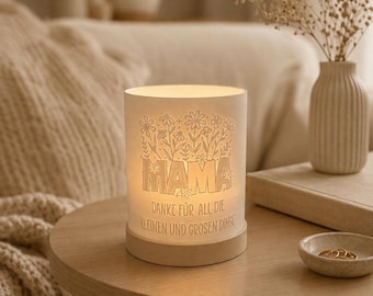 Spersonalizowany świecznik „Mama” – Prezent dla Mamy – Na świece LED – z grawerem – Prezent na Dzień Matki – Pomysł na dekoracyjny prezent