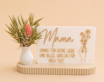 Decoración personalizada para mamá con jarrón – Idea de regalo para mamá – Regalo cariñoso para mamá | Regalo del Día de la Madre | Flores secas