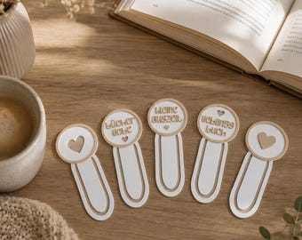 Marcapáginas impresos en 3D "Amor por los libros" - Set de 5 | Un pequeño respiro y tu libro favorito | Regalo para amantes de la lectura