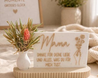 Decoración personalizada para mamá con jarrón – Idea de regalo para mamá – Regalo cariñoso para mamá | Regalo del Día de la Madre | Flores secas