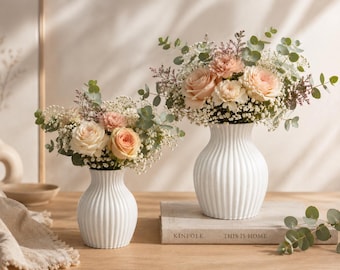 Jarrón minimalista con ranuras – Jarrón decorativo moderno impreso en 3D en 2 tamaños | Jarrón estético para flores, ideal para sala de estar o como regalo.