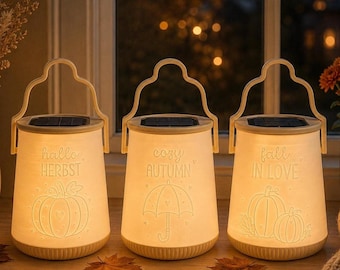 Linterna de otoño con luz solar | Decoración acogedora para patio y balcón | Linterna solar LED | Decoración de otoño para el jardín | Regalo