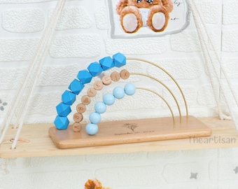 Ábaco arcoíris de madera personalizado, juguetes para niños pequeños, ábaco de cuentas, juguete personalizado, regalos para niños, juguetes educativos