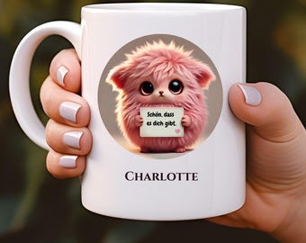Mug personnalisé avec nom – motif monstre mignon – cadeau pour enfants, éducateurs, enseignants, amies, collègues