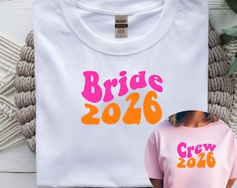 T-shirt pour enterrement de vie de jeune fille, T-shirts pour enterrement de vie de jeune fille, Future mariée 2026 - Équipe 2026, T-shirt de groupe pour enterrement de vie de jeune fille, T-shirt de mariage