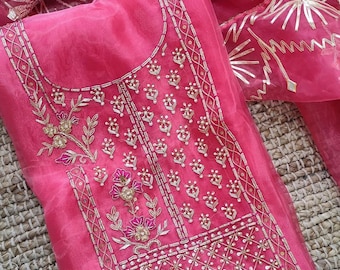 Salwar Kameez brodé fait main en organza indien avec ensemble 3 pièces, palazzo punjabi pour mariage et tenues de fête, costumes au design pakistanais