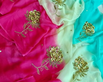 Floral bedruckter Chiffon Saree, Designer indischer Sari für Frauen, festliches ethnisches Outfit, Saree für festliche Anlässe