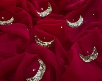 Handarbeit Chiffon Saree, Indische Party Wear mit Bluse