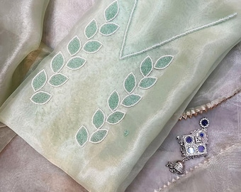 Indian Handmade Party Wear Designer Organza Salwar Kameez With Dupatta Embroidery Work Kurta Palazzo Set 3 Piece Pakistani Suits