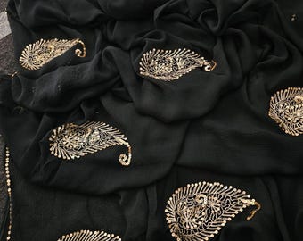 Handgemachter Diamant Chiffon Saree, Bollywood Party Wear mit Bluse