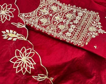 Ensemble indien de 3 pièces costume de mariage pendjabi prêt à l'emploi avec dupatta, salwar kameez traditionnel pour femme, costume Sharara, haut-palazzo, costumes pakistanais