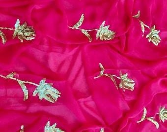 Floral Chiffon Saree mit Bluse Stück, weicher indischer Saree, Bollywood Style Party Wear Sari, leichte tägliche Kleidung Saree