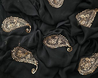 Handgefertigter Chiffon Saree mit bestickter Bluse, indische Hochzeitskleidung