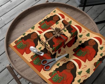 Vrouwen met cadeau, kerstcadeaupapier