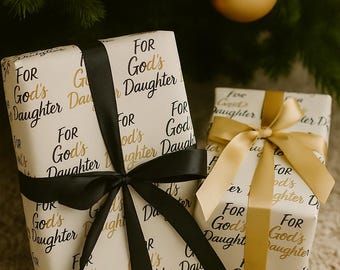 Gift Wrapping Paper, Gold, cream, and black, Holiday, Christmas, Daughter, Religious Occasion, Christian