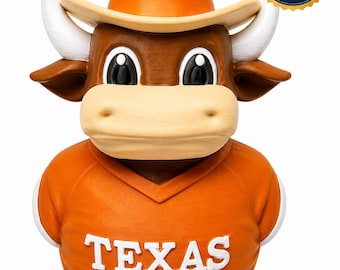 Mascota de los Texas Longhorns: Pato. Producto oficial impreso en 3D, ideal para aficionados al fútbol americano.
