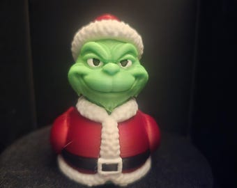 Pato travieso navideño: figura de pato navideño verde festivo / Coleccionable impreso en 3D estilo Papá Noel
