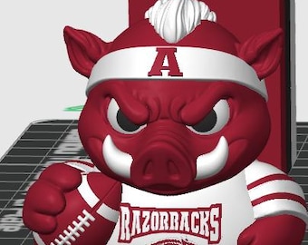Mascota de los Arkansas Razorbacks: Pato. Producto oficial impreso en 3D. Regalo ideal para aficionados.