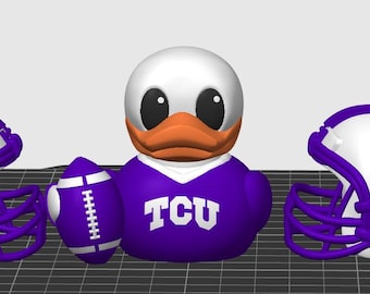 Mascota de los TCU Horned Frogs: Pato. Producto oficial impreso en 3D. Regalo ideal para fans.