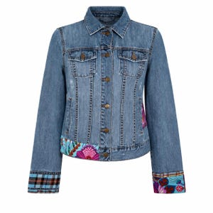 Upcycled Denim Jacket Women, Handmade Patchwork Jean Jacket, One of a Kind Sustainable Fashion, Reworked Denim Coat, Gift for Woman