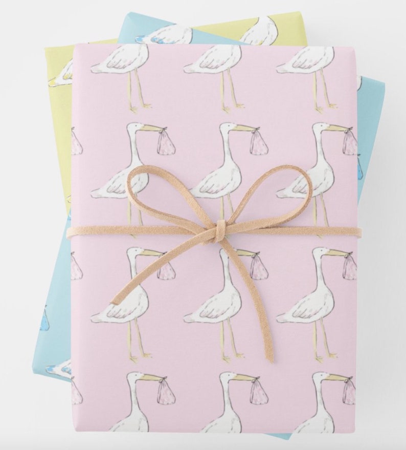 2M to 5M Length Artisan Matt Gift Wrap New Born Stork & Baby Boy. 2M to 5M Length Artisan Matt Gift Wrap New Born Stork & Baby Boy.