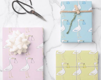 Baby Shower Stork Wrapping Paper Sheets