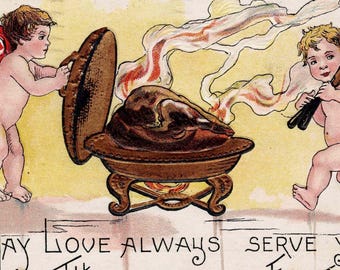 1928 Thanksgiving Cherubs Postcard, HB Gibbs L&E Serie, Digital Download