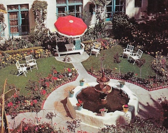 Vintage Post Card "Tropical Patio Garden, Hotel Laguna" INSTANT DIGITAL DOWNLOAD