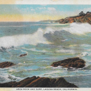 Vintage postkaart "Arch Rock and Surf, Laguna Beach, Californië" DIRECT DIGITALE download