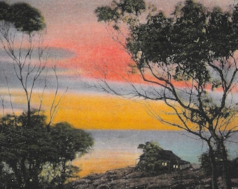 VINTAGE Post Card "Sunset at Laguna Beach, California" INSTANT Digital Download