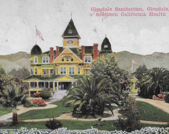 Vintage Post Card "Glendale Sanitarium, Glendale, California" INSTANT DIGITAL Download