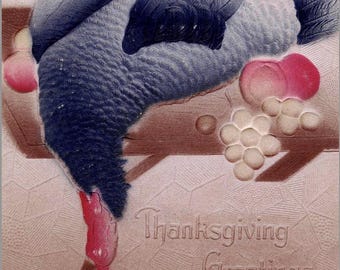Vintage Post Card, Thanksgiving with Scary Turkey, INSTANT DIGITAL Download