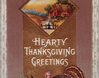 VINTAGE Post Card "Hearty Thanksgiving Greetings" INSTANT DIGITAL Download