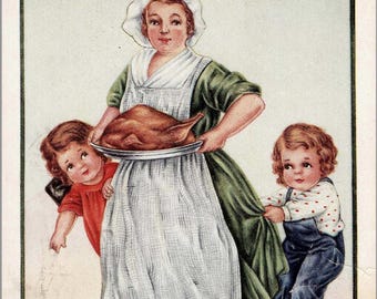 Vintage Whitney Made Post Card, Thanksgiving Odd Poem and Weird Vibes, INSTANT DIGITAL Download