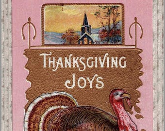 VINTAGE Post Card "Thanksgiving Joys" INSTANT Digital Download