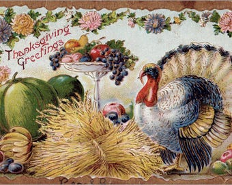 ANTIQUE Post Card "Thanksgiving Greetings" INSTANT DIGITAL Download