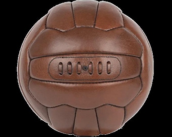 Vintage 1950s Leather Soccer Ball – Handmade Retro Football, Classic Ball