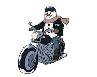 Snowman on a Motorcycle SVG, Cool Snowman Biker PNG, Winter T-Shirt Print AI, Biker Christmas Decor, Digital Product