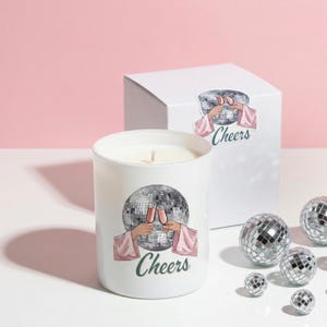 PINK FIZZ & POMELO Sojakerze | Champagner und Zitrus Duftkerze | Moderne Deko | Geschenk für Sie | 200g weißes Hochglanzglas