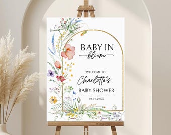Wildflower Baby Shower Welcome Sign: Editable Template