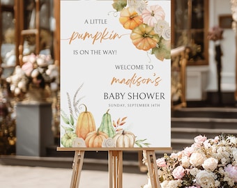 A Little Pumpkin Is On The Way Baby Shower Welcome Sign, Fall Baby Shower Welcome Sign, Autumn Baby Shower Welcome Poster, Little Pumpkin
