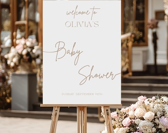 Baby Shower Welcome Sign, Minimalist Welcome Baby Shower Sign, Baby Shower Welcome Sign Template, Boho Baby Shower Welcome Poster, Canva