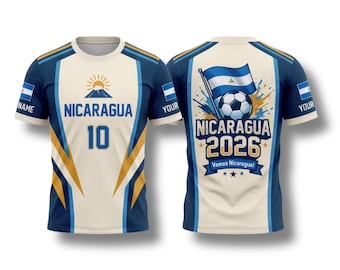 Nicaragua Soccer Fan Shirt 2026, Custom Name Number Jersey, Football T Shirt