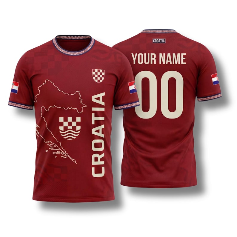 Croatia Soccer Fan Shirt, Custom Name Number Tee, Red Football Gift 2026 Style 2