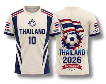 Thailand Soccer Fan Shirt 2026, Custom Name Number Jersey, Football T Shirt
